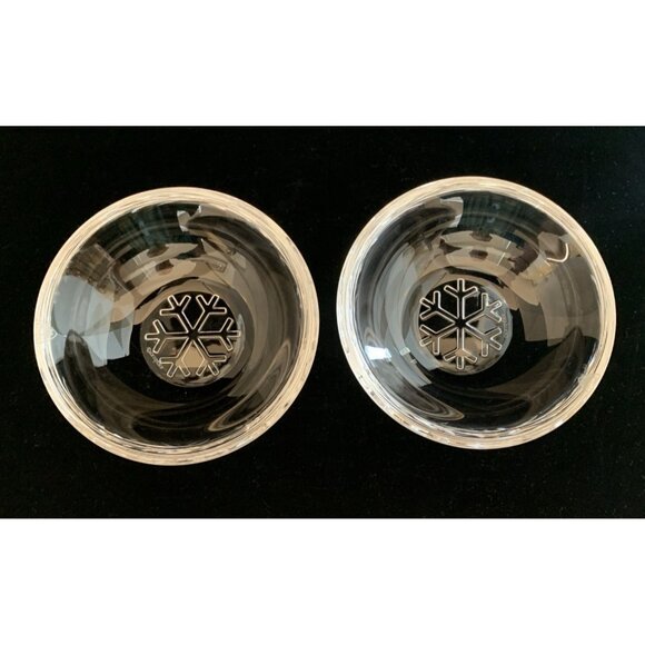 Orrefors Crystal Bowls Set of Two Sweetie Snowflake Pattern by Rytkonen 5.5" Dia - Picture 2 of 7